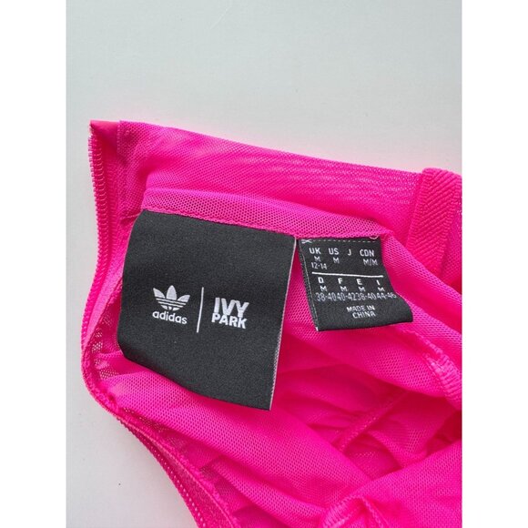 ADIDAS x IVY PARK Hot Pink Sheer Ruched Mesh Long Sleeve Romper, Size M - Picture 12 of 16
